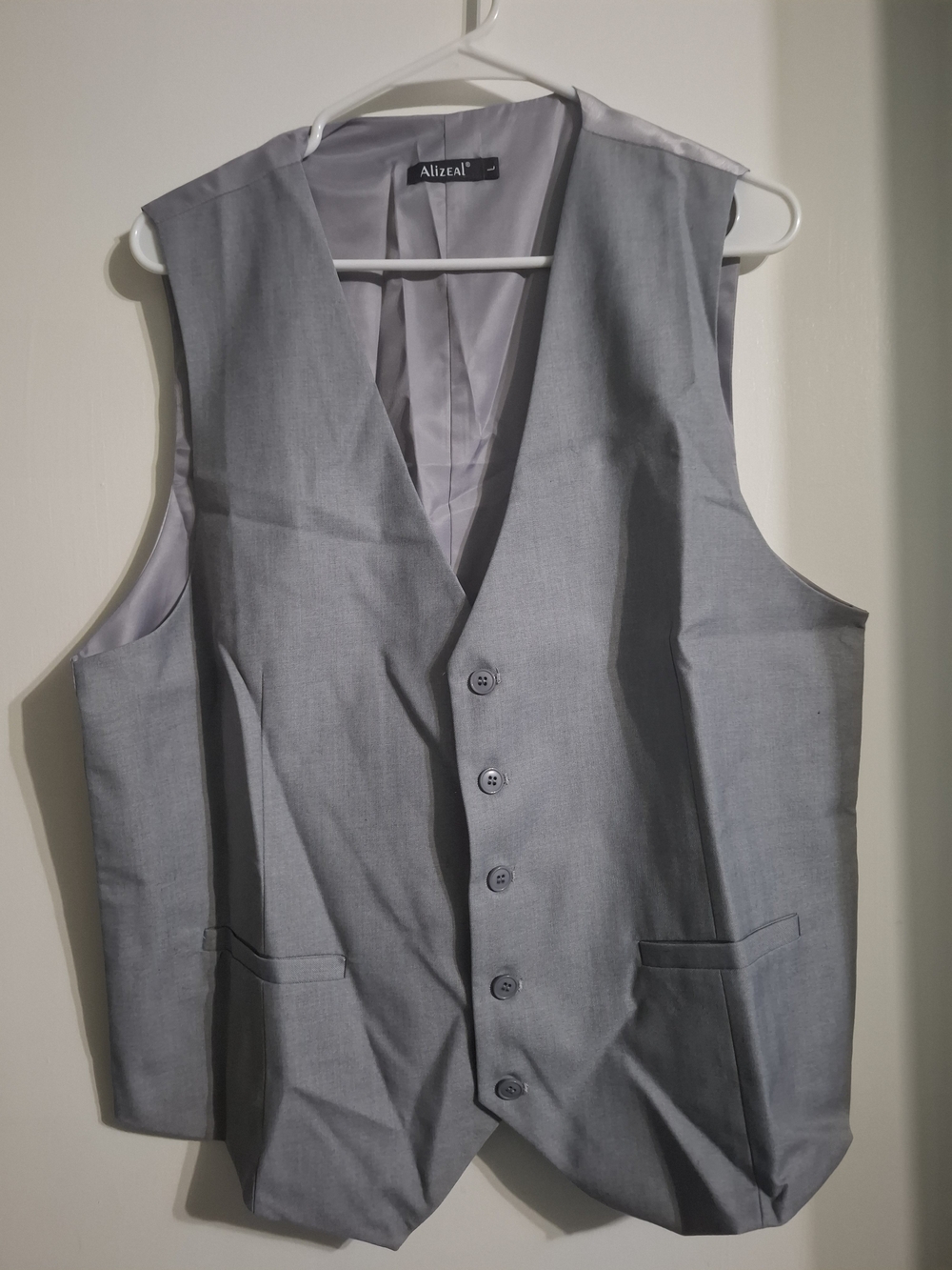 Light Gray Men's Dress Vest - Five-Button Waistcoat